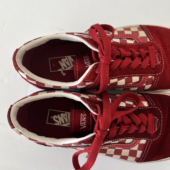 vans old skool red and white youth sz 5.5 lace up checkered - Picture 6 of 10